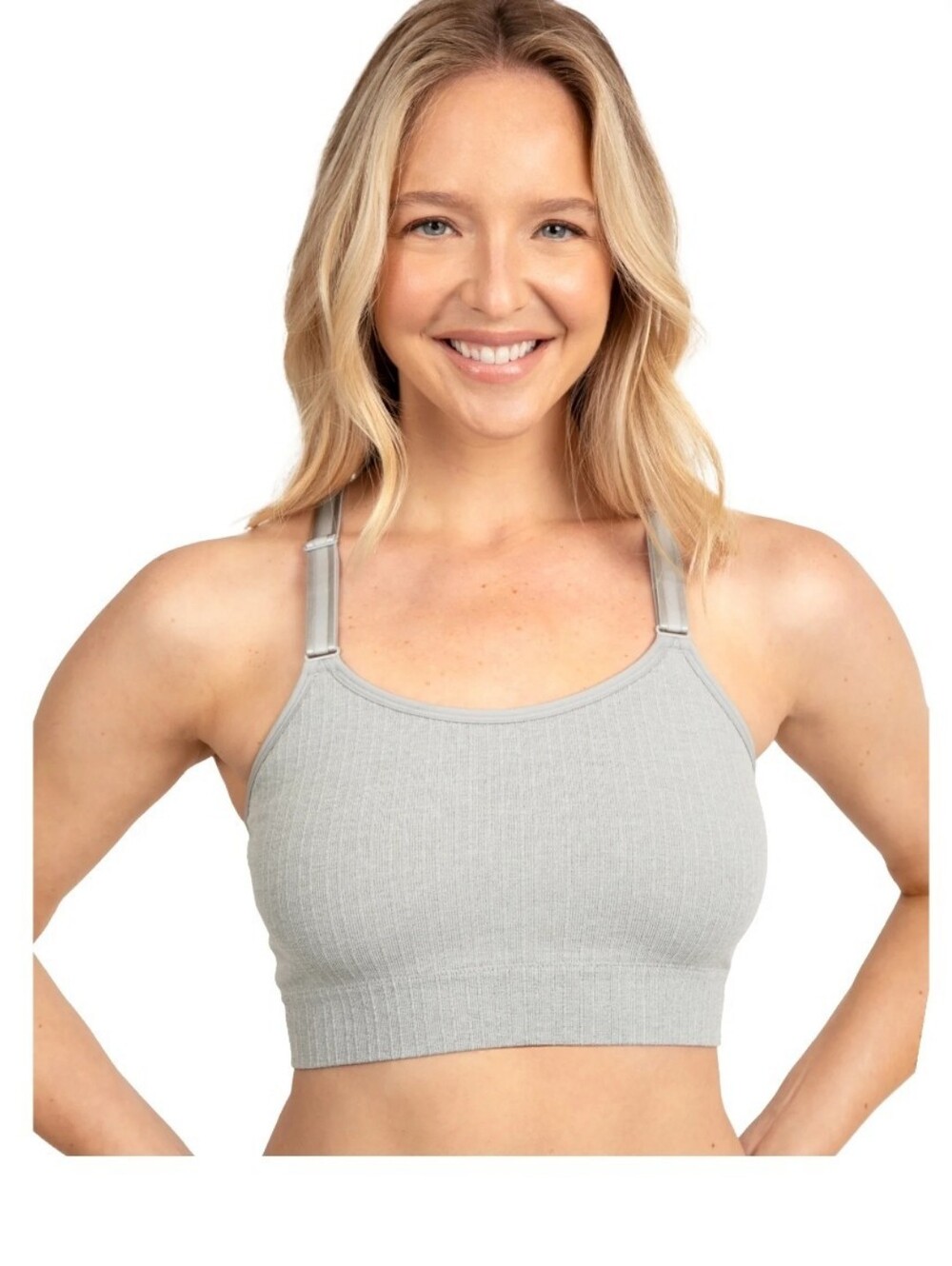 Fruit Of The Loom Seamless Strappy Back Longline Bras, Lilac/Grey, XXL - Picture 4 of 8